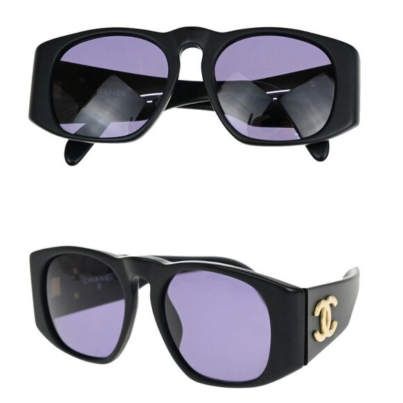 CHANEL CC Logo Sunglasses Eye Wear Plastic Black GHW - Picture 1 of 12